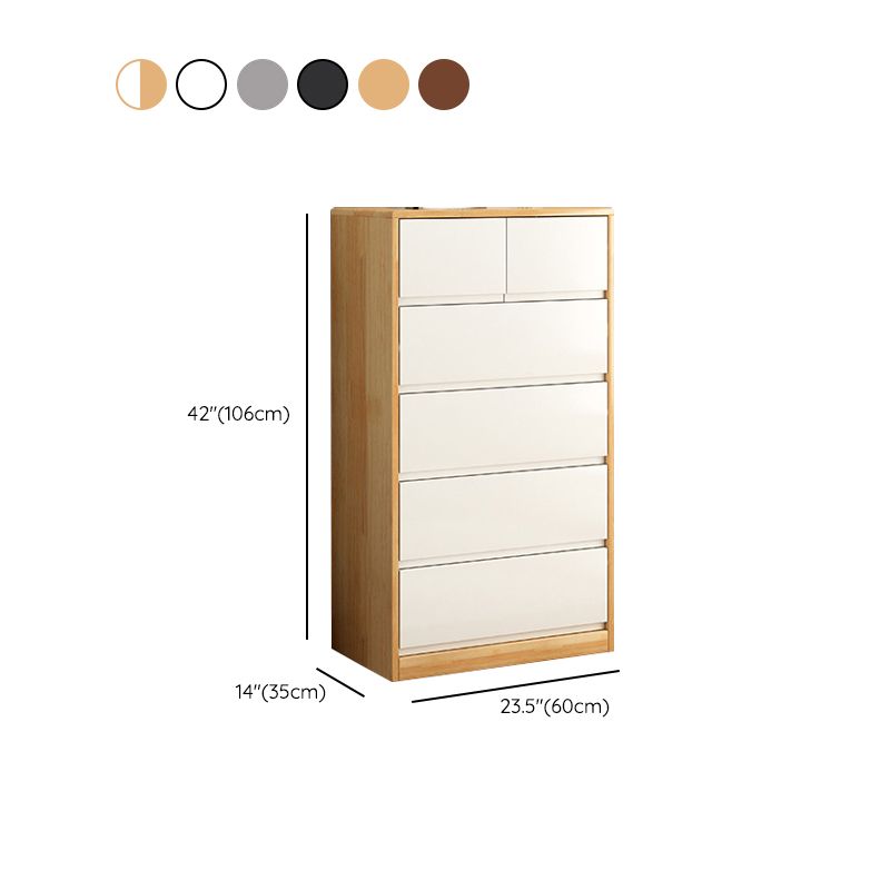 Modern Lingerie Chest Rubber Wood Storage Chest Dresser for Bedroom