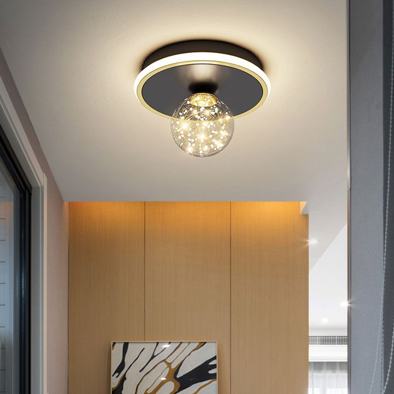Clear Glass Globe Flush Mount Light LED Light Creative Bedroom Lighting Fixture