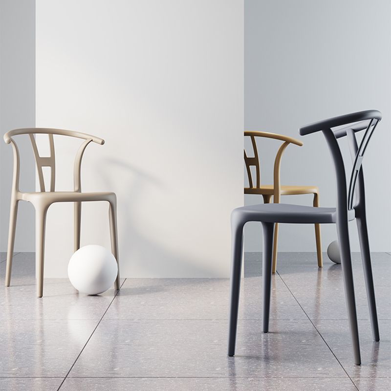Scandinavian Plastic Dining Room Chair Slat Back Stacking Side Chair