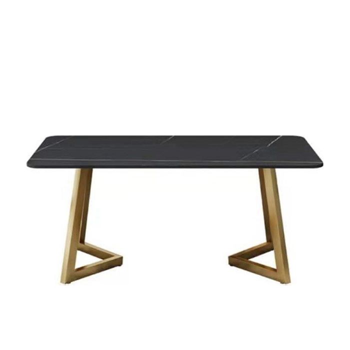 Metal Traditional Luxury Rectangle Dining Table with Sled Sintered Stone Table for Home