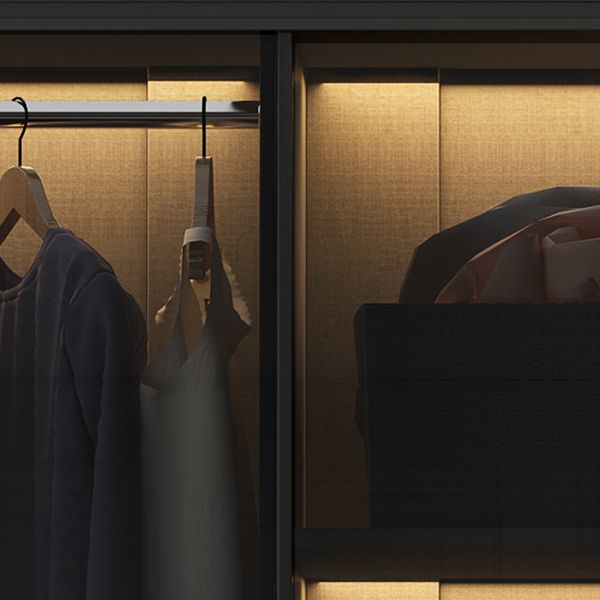 Glass and Wood Wardrobe Armoire Contemporary Wardrobe Cabinet