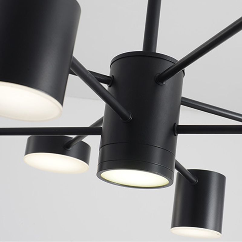 Multi Light Cylindrical Branch Hanging Lights Modern Style Metal Hanging Lighting in Black