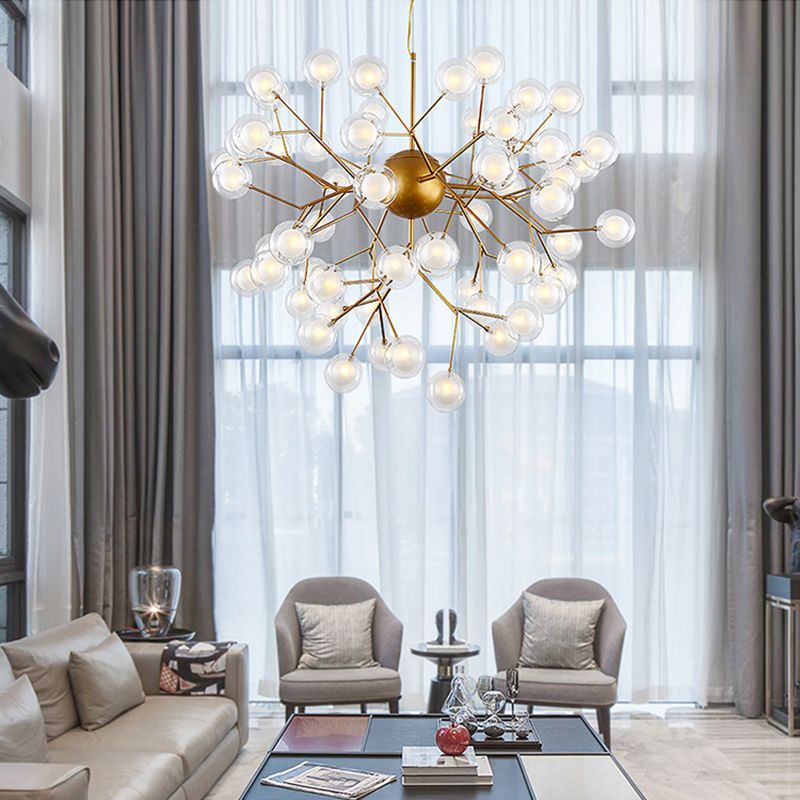 Wrought Iron Firefly Chandelier in Modern Luxury Style Glass Sputnik Pendant Light for Commercial Spaces