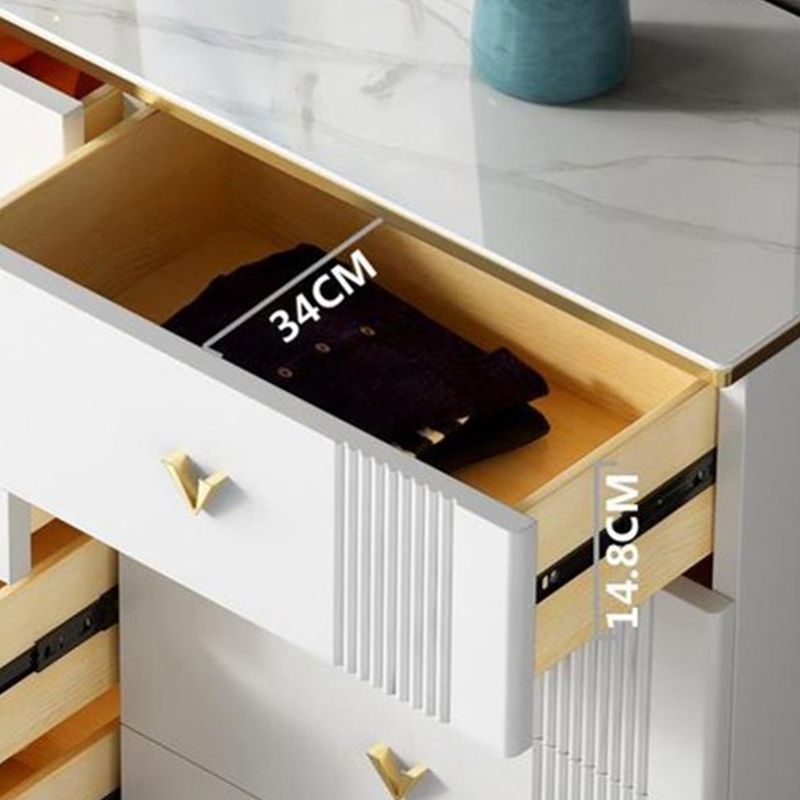 Glam Chest Bedroom Stone 15.7" Wide Chest in White with Drawers