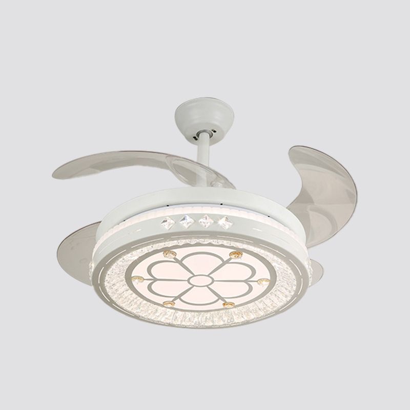Simpulla Light a fiiling semifulò da 19 "Luce a filo rotondo a sospensione con tonalità acrilica, 4 lame