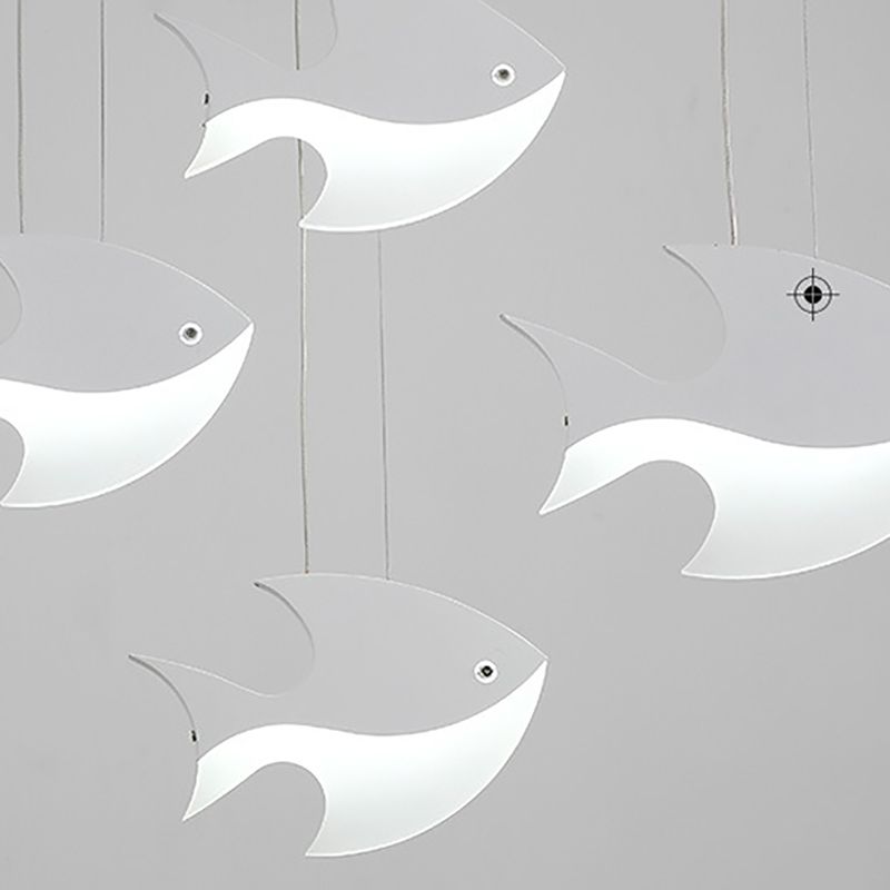 Fish Shaped LED Pendant Light Metallic Minimalist Multiple Hanging Light for Dining Room