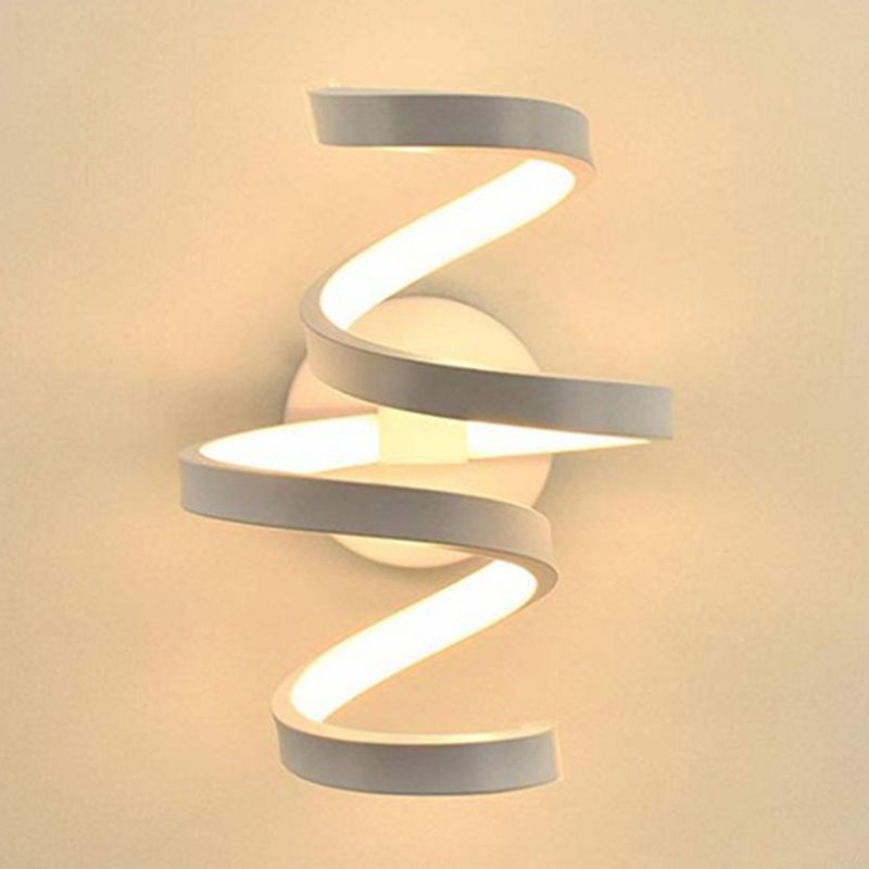 Curve Wall Lamp Minimalist Metal LED White Sconce Light Fixture for Bedroom