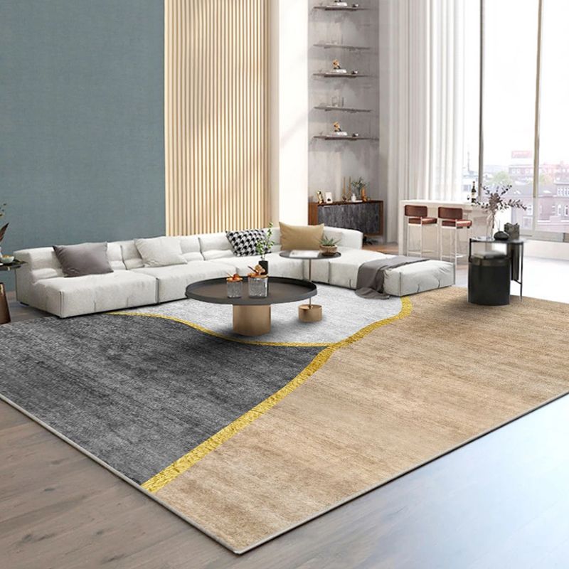 Multicolor Living Room Rug Modernism Colorblock Rug Polyester Washable Anti-Slip Backing Pet Friendly Carpet