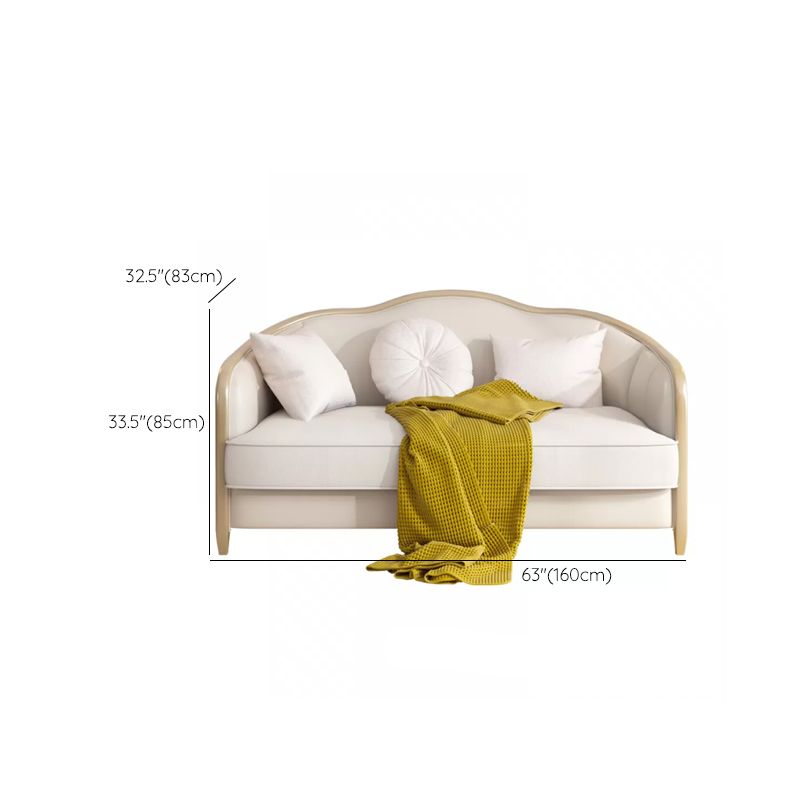 Linen Sectional Sofa Tropical Beige Sloped Arms Sofa for Living Room