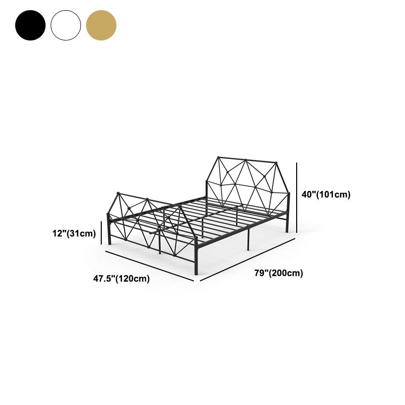 Contemporary Iron Bed Frame 39.76" H Wire-Grid Open-Frame Bed