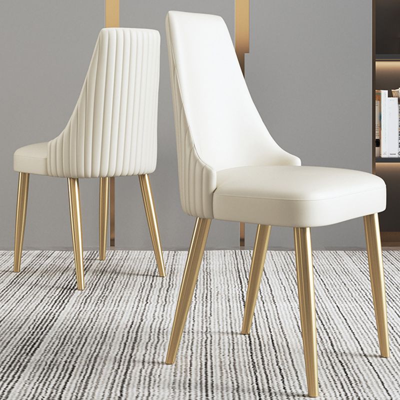 Glam Style Parsons Side Chair Leather White Indoor Dining Chair