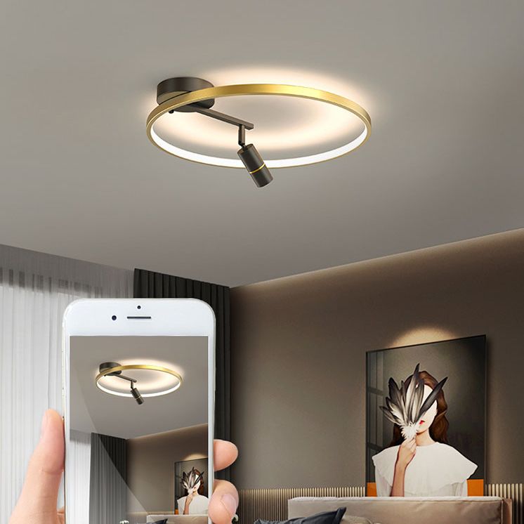 Aluminium circulaire Aluminium Semi Flush Plafond Aymording in Modern Simplicité Metal Indoor plafond Light avec lampe réglable