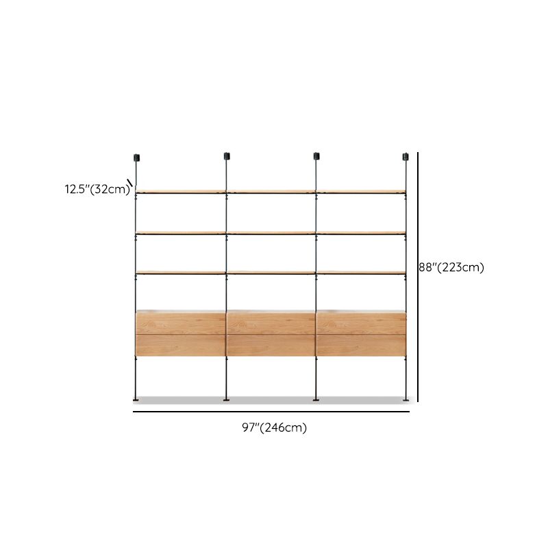 Industrial Living Room Display Stand Wall Mounted Multi-shelf in Natural