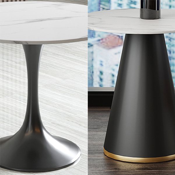 Metal Traditional Luxury Round Table White Sintered Stone Indoor Table for Home