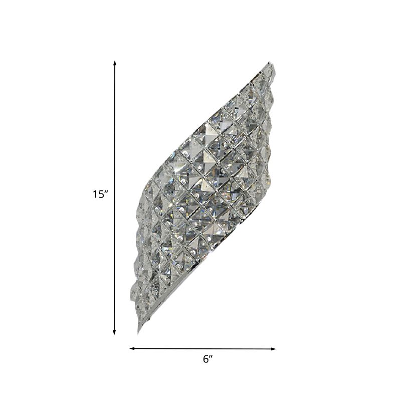 Twisted Leaf Clear Cut Crystal Sconce Minimalistic 4 Bulbs Corner Wall Mounted Lamp