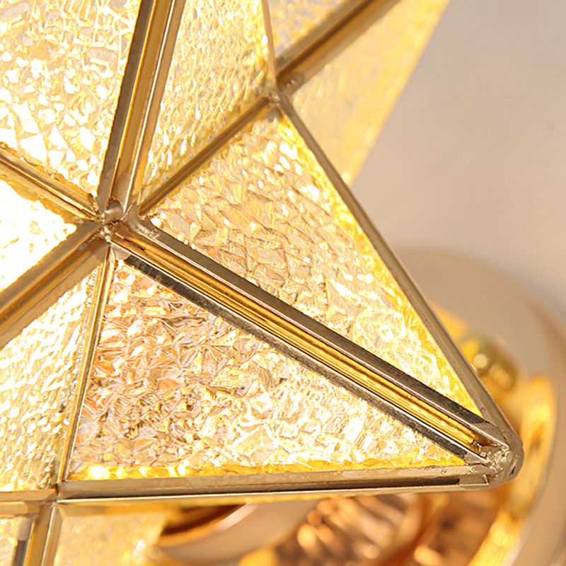 Glass Gold Flush Mount in Colonical Luxury Style Copper Star Ceiling Fixture for Corridor