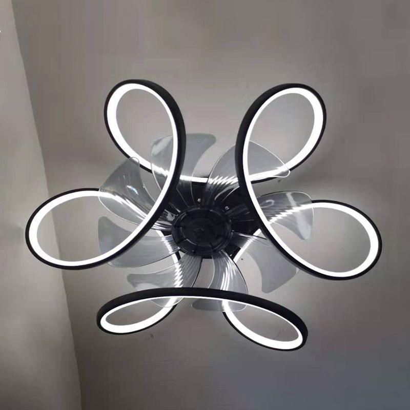 Metal Geometric Ceiling Fan Light Modern Style Multi Lights Flush Mount Lamp