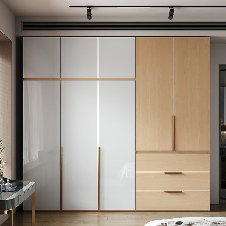 Engineered Wood Wardrobe Closet with Drawer Modern Wardrobe Cabinet