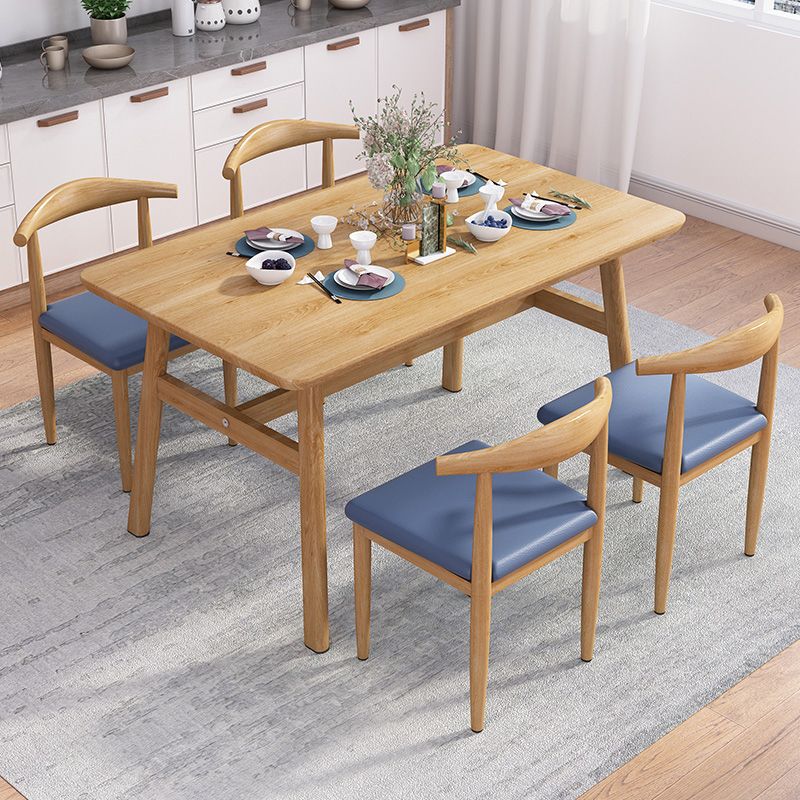 Rectángulo Conjunto de comedor contemporáneo MDF Conjunto de muebles de comedor de altura estándar con base de caballete
