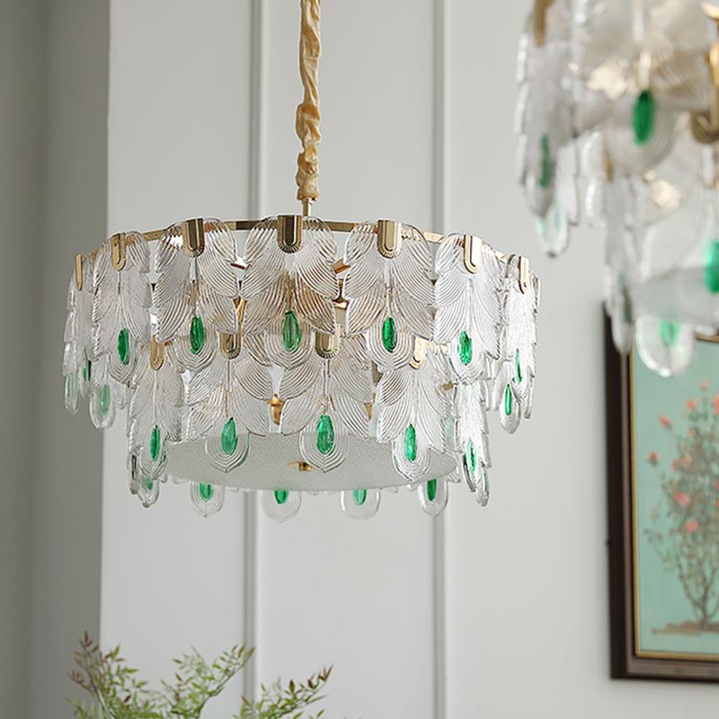 Contemporary Style Geometry Pendant Chandeliers Glass Hanging Chandeliers in Gold