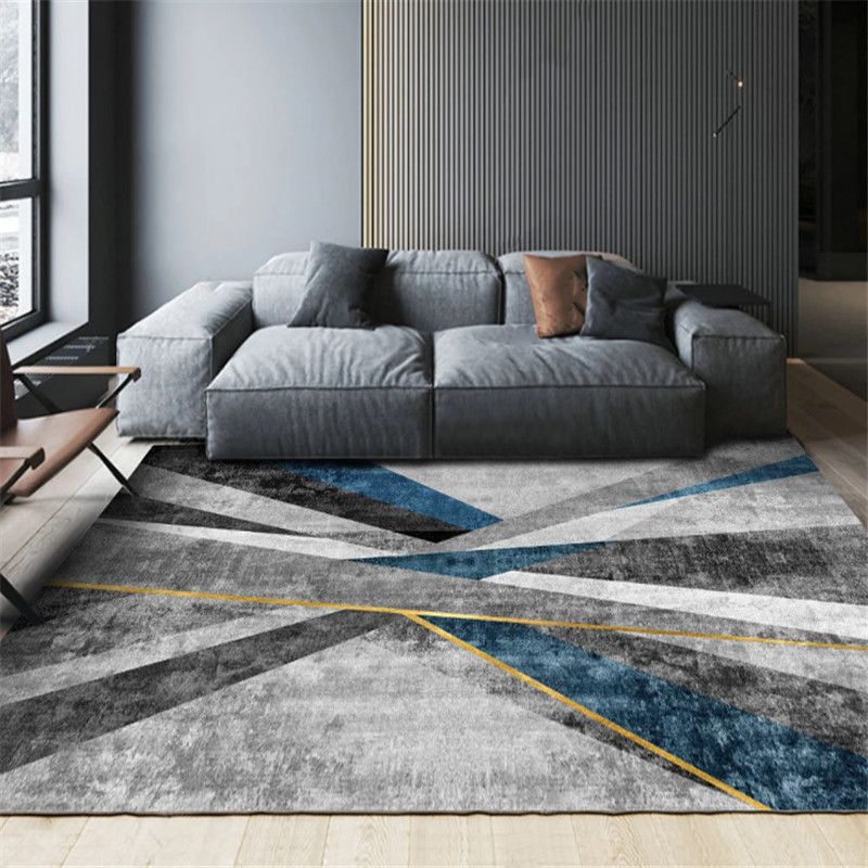 Black Modern Carpet Blended Graphic Carpet Washable Carpet for Home Decoration