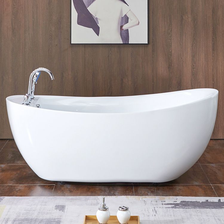 Modern White Bathtub Stand Alone Acrylic Soaking Left Oval Bath