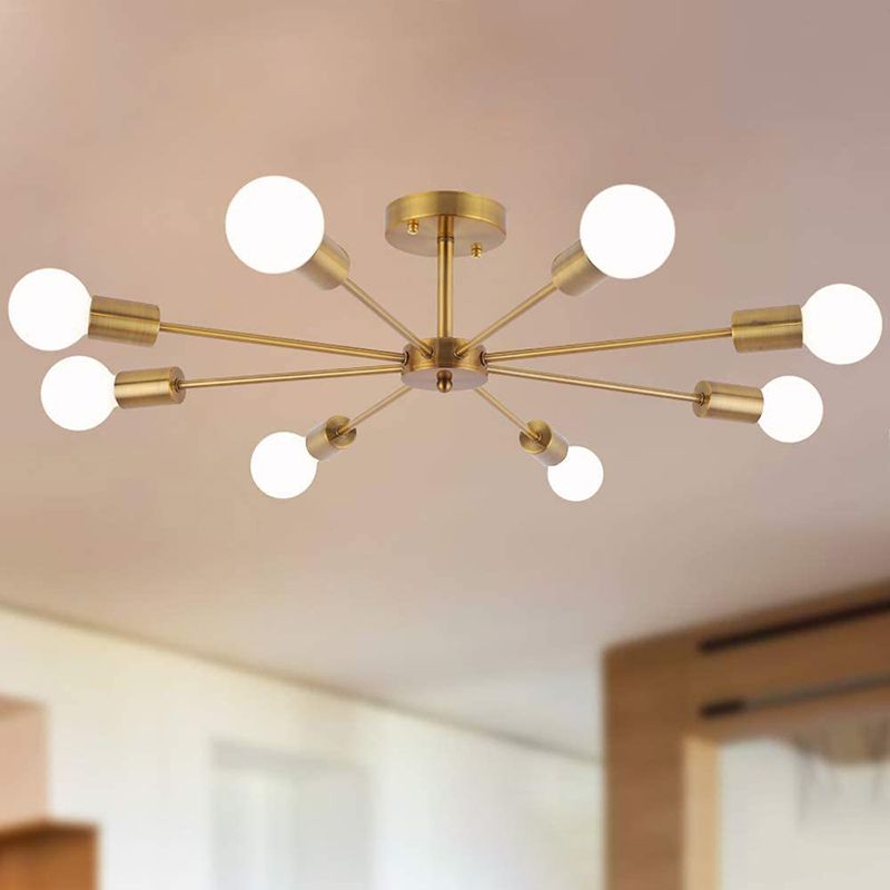 Metal Sputnik Shape Flush Mount Lights Modern Multi Light Flush Mount Light Fixtures