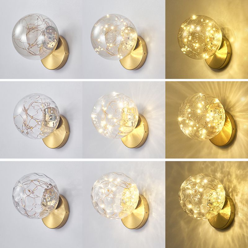 Transparent Glass Orb Mini Wall Lamp Nordic Style Creative LED Light Strings Bedside Light