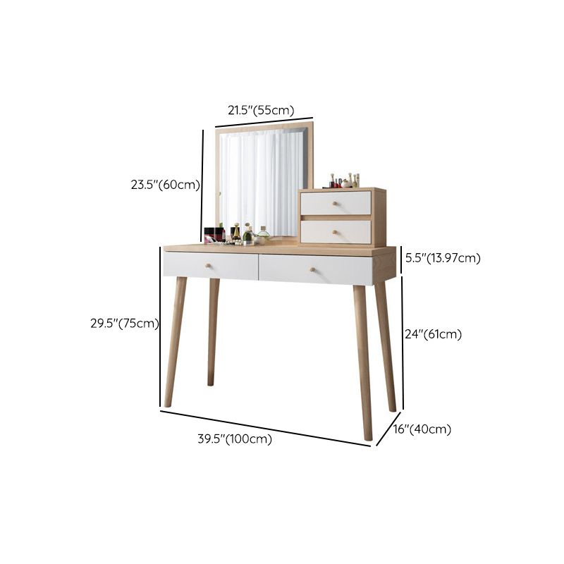 Bedroom Make-up Vanity in Natural Nordic Engineered Wood Dresser