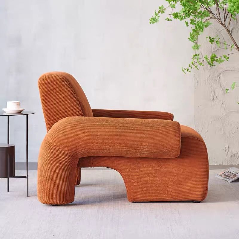 Nordic Style Fabric Armrest Fixed Backrest Abstract Arm Chair