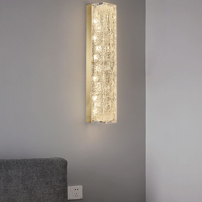 Modern Style Brass Wall Light Cuboid Shape Wall Sconce for Living Room