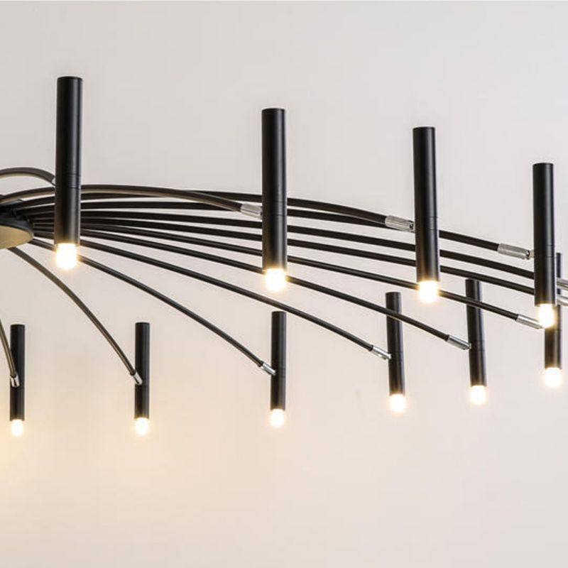 Linear Chandelier Light Fixtures Modern Multi-Head Suspension Pendant Lamps for Living Room
