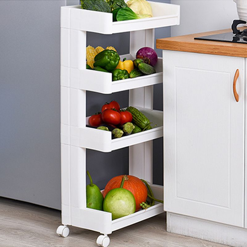 Plastic Geometric Bookcase Contemporary Style Open Back Shelf with Wheels