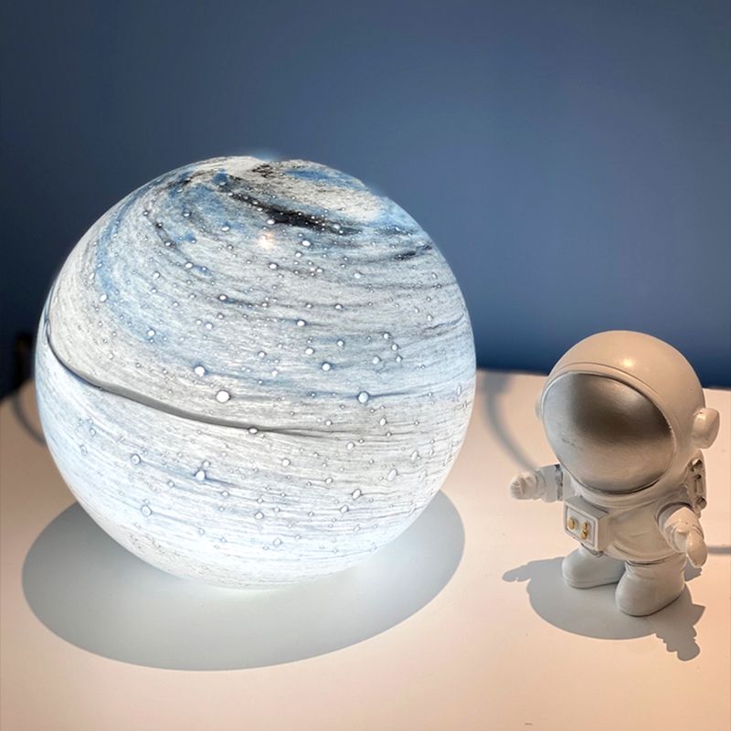 1 Lámpara de mesa de luna creativa de luz luz de vidrio de estilo moderno para sala de estar de dormitorio