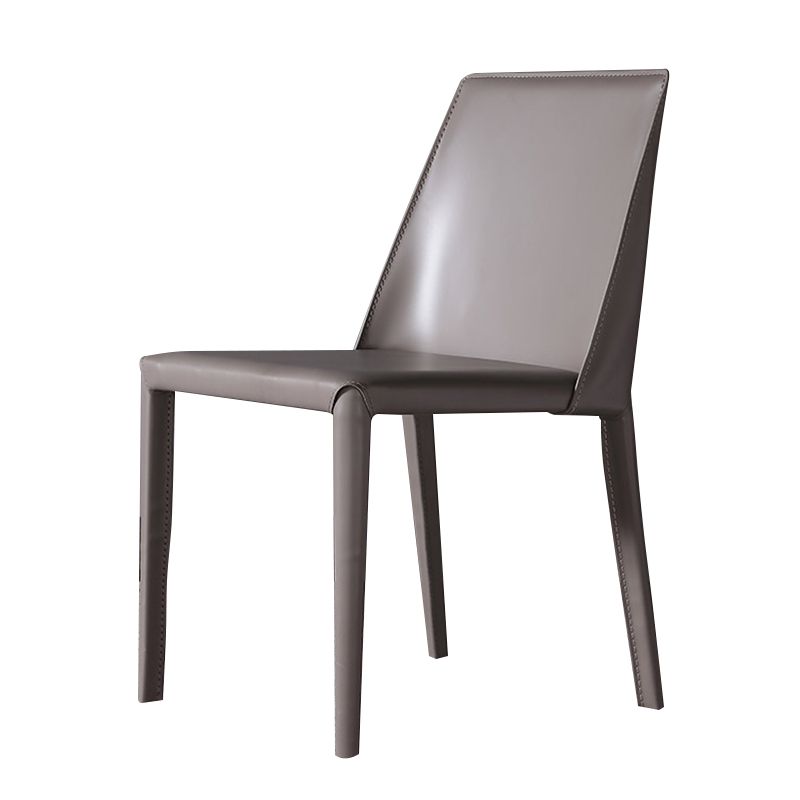 Contemporary Chair Faux Leather Solid Back Dining Room Chair for Indoor