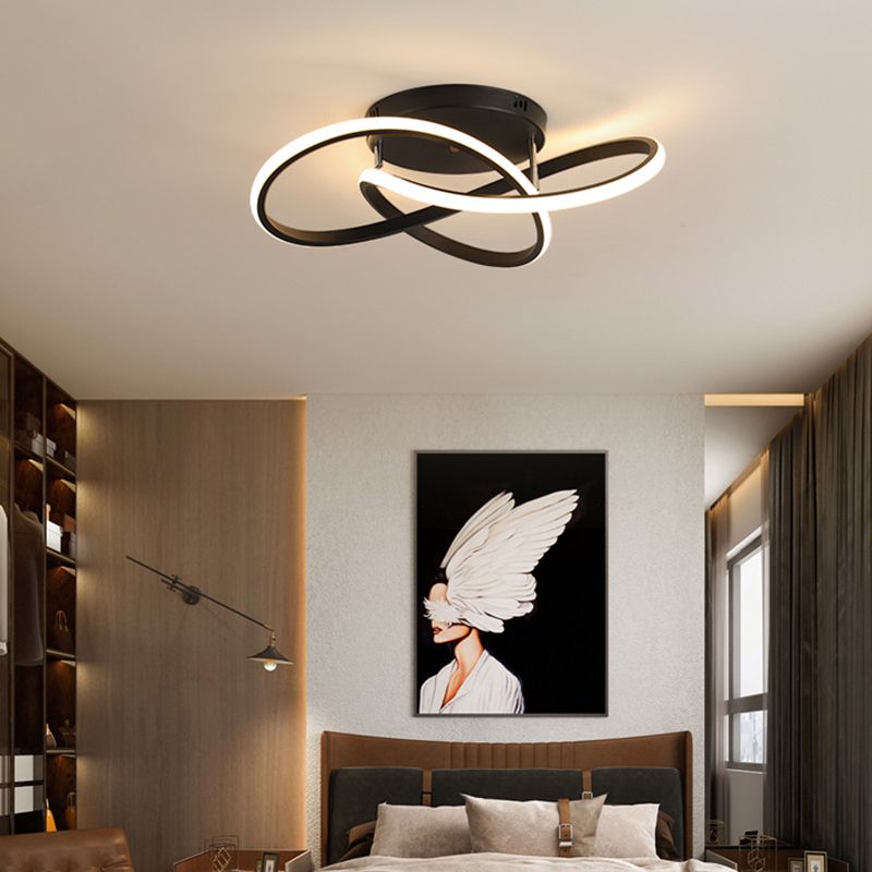 Bedroom LED Ceiling Lamp Simplicity Semi-Flush Light Fixture with Acrylic Strip Shade
