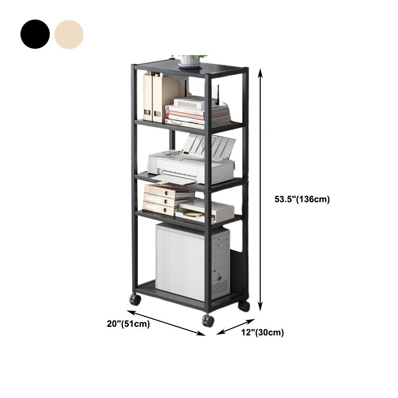 Contemporary Style Bookshelf Casters Bookcase for Study Room and Office