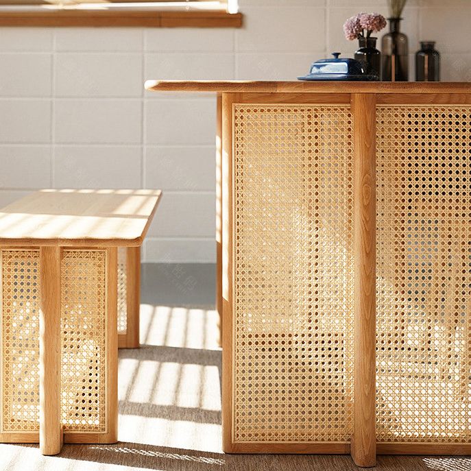Eigentijdse kaki rechthoekige eettafel massief houten standaard eettafel voor keuken