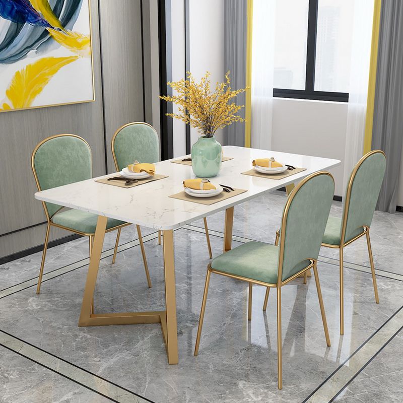 Mesa de comedor rectangular de lujo tradicional, muebles de mármol para el hogar