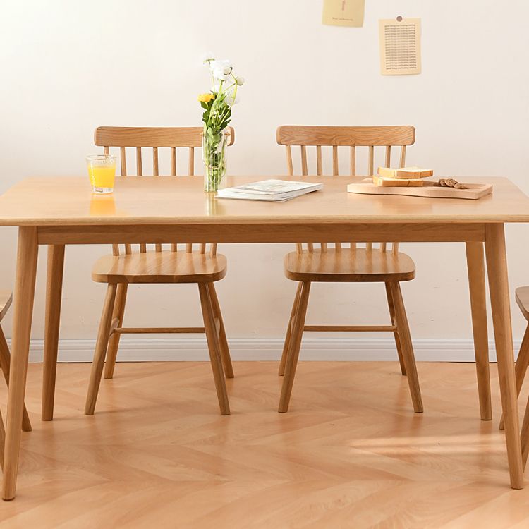 Rectangle Oak Wood Dining Table Modern Table in Nature with Double Pedestal