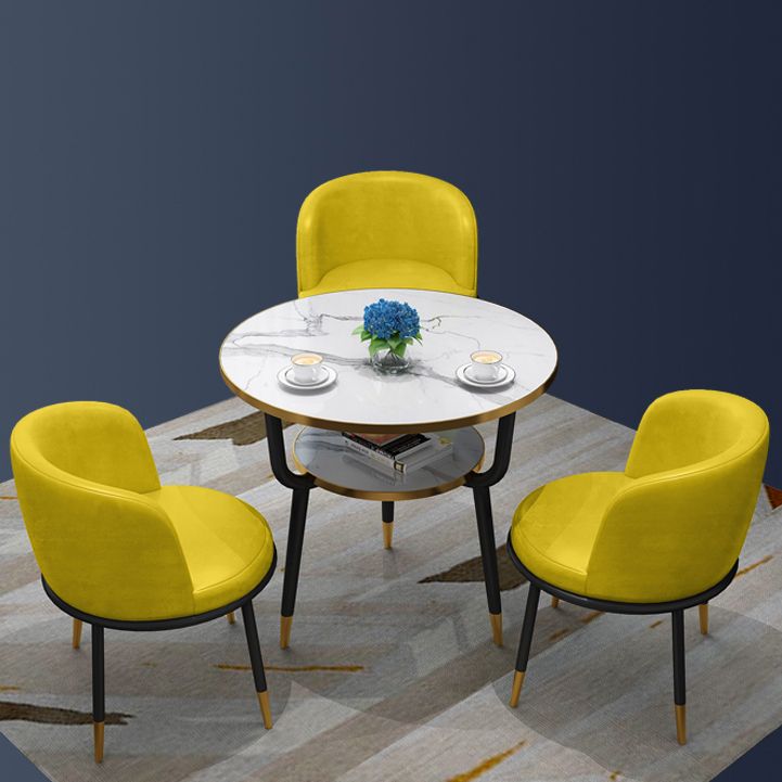 Contemporary MDF Standard Dining Table Round Shape Kitchen Dining Table with 3 Legs Base