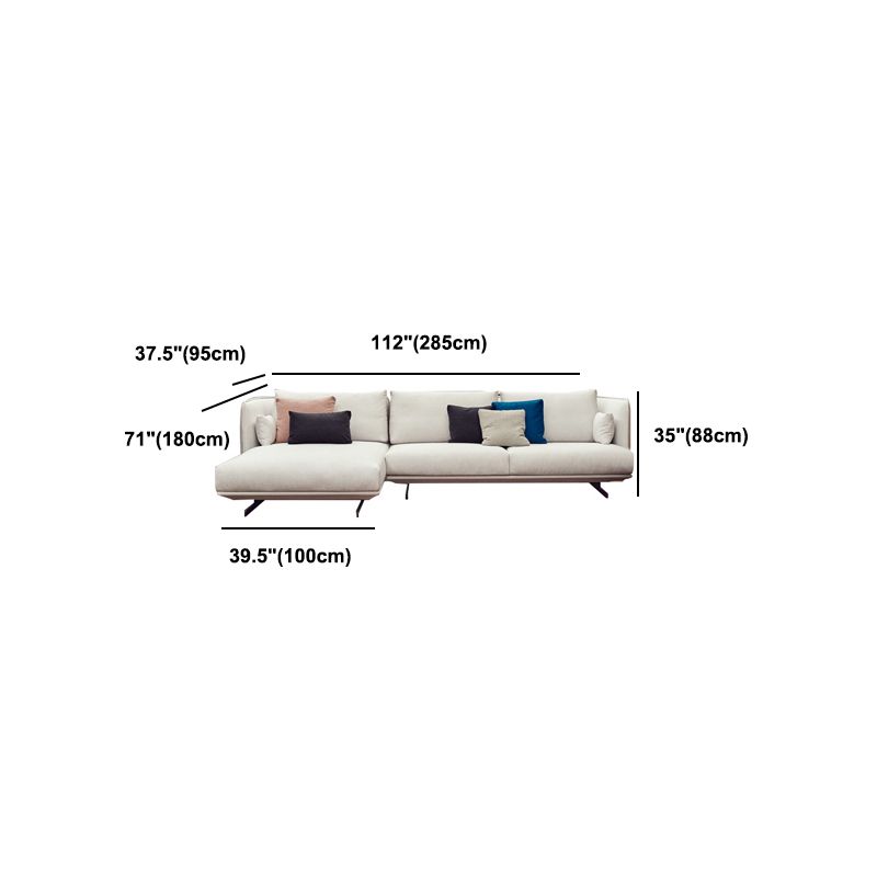Beige Scandinavian Sofa/sectional with Square Arm for Apartment