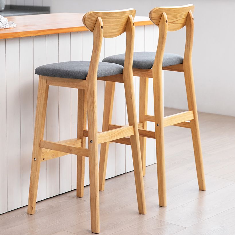 Scandinavian Footrest Solid Wood Bar Stool Low Back Home Stool