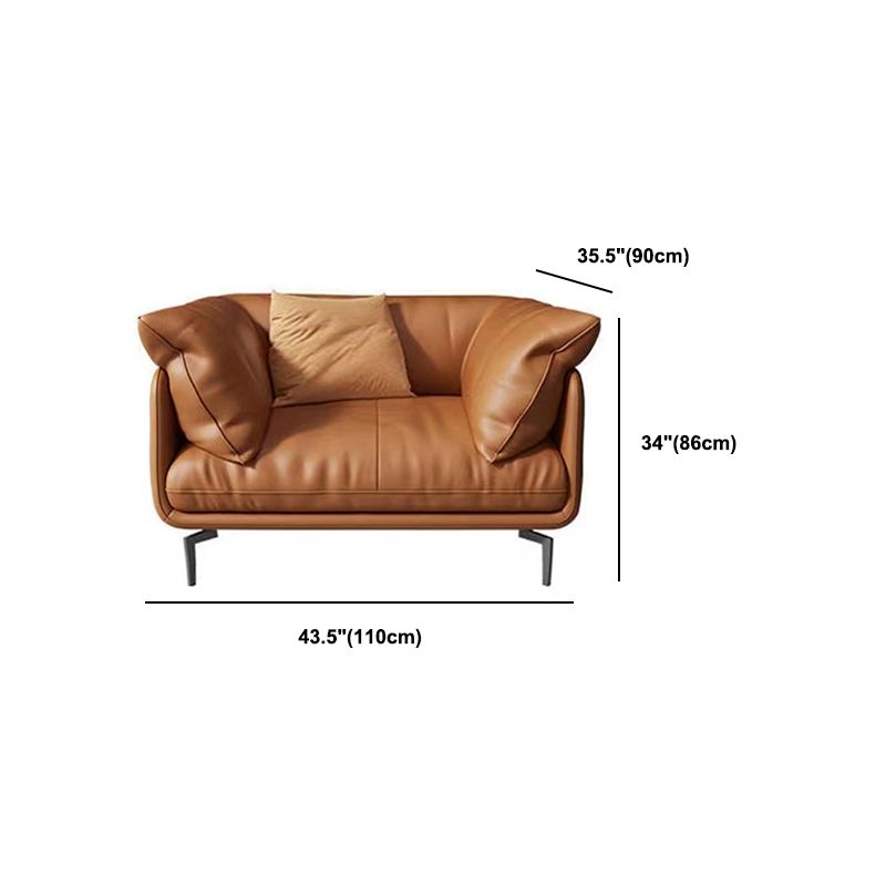 Pillow Top Arm Sofa Modern Faux Leather Cushions Sofa in Orange