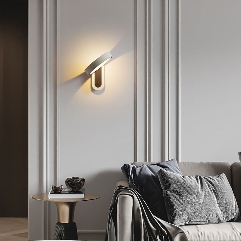 Nordic Style Aluminum Wall Light Circle Shape Rotatable Wall Lamp for Bedroom