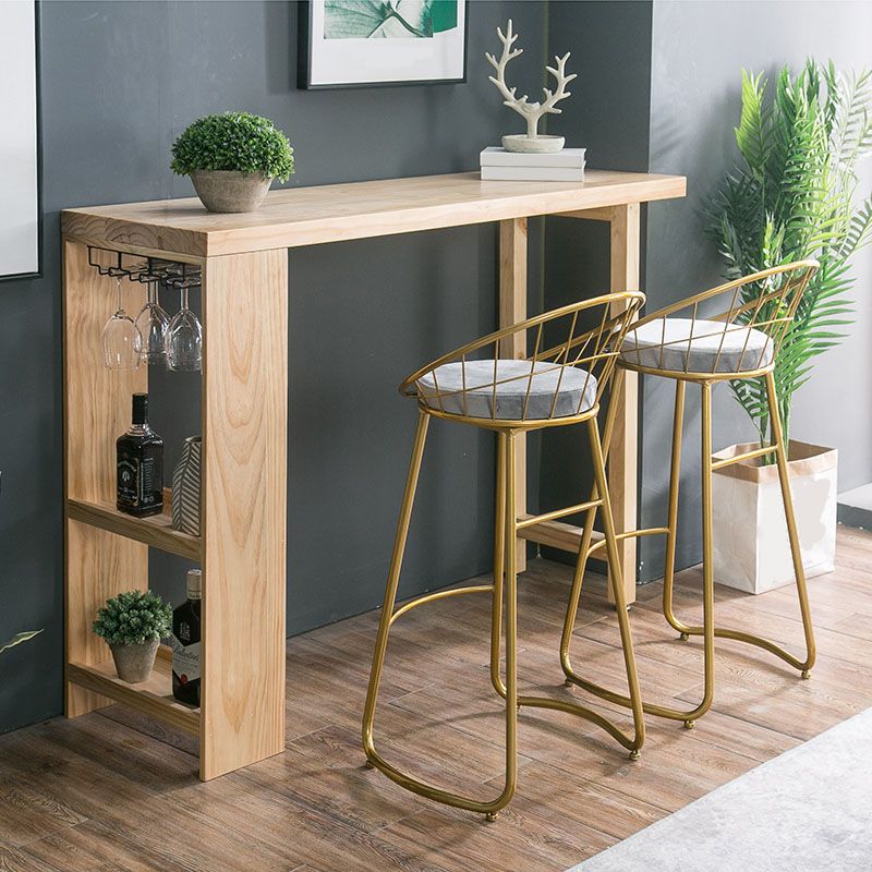 Modern Bar Table Set 1/3 Pieces Rectangle Pine Wood Counter Table for Milk Tea Shop