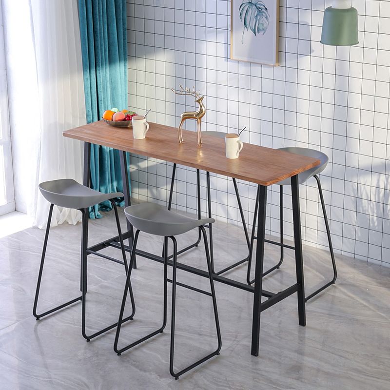 Indoor Glam Bar Table Set 1/2/3/5 Pieces Solid Wood Trestle Counter Set in Natural