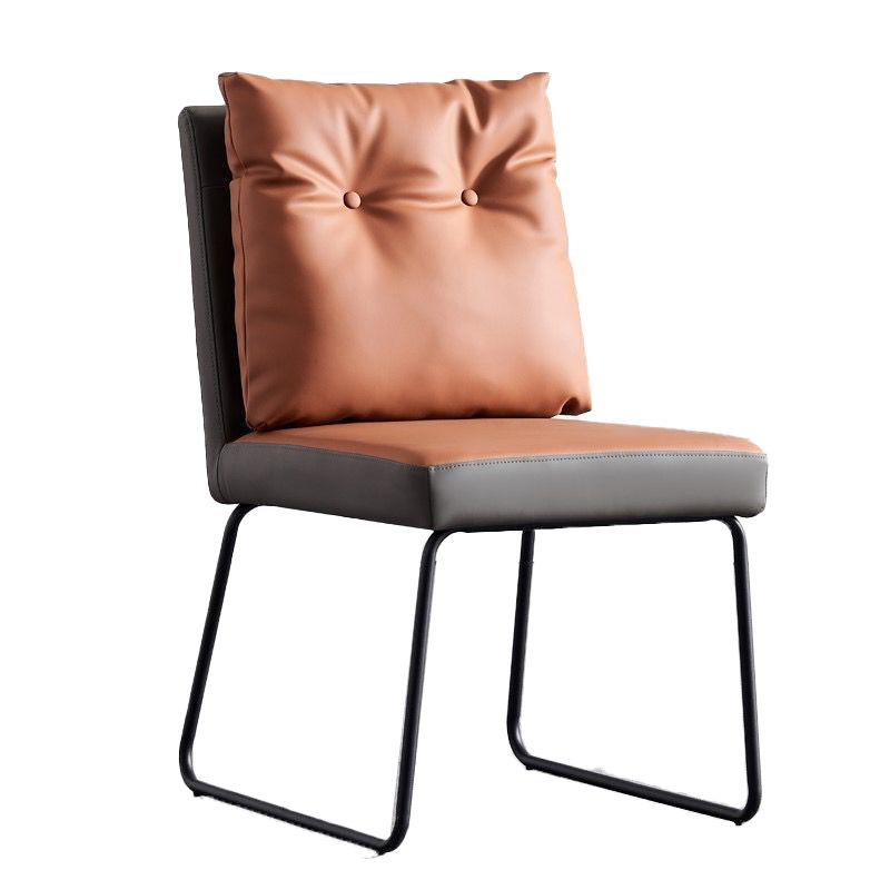 Silla lateral de cuero moderna para sala de estar, silla de comedor con respaldo sólido y acabado mate