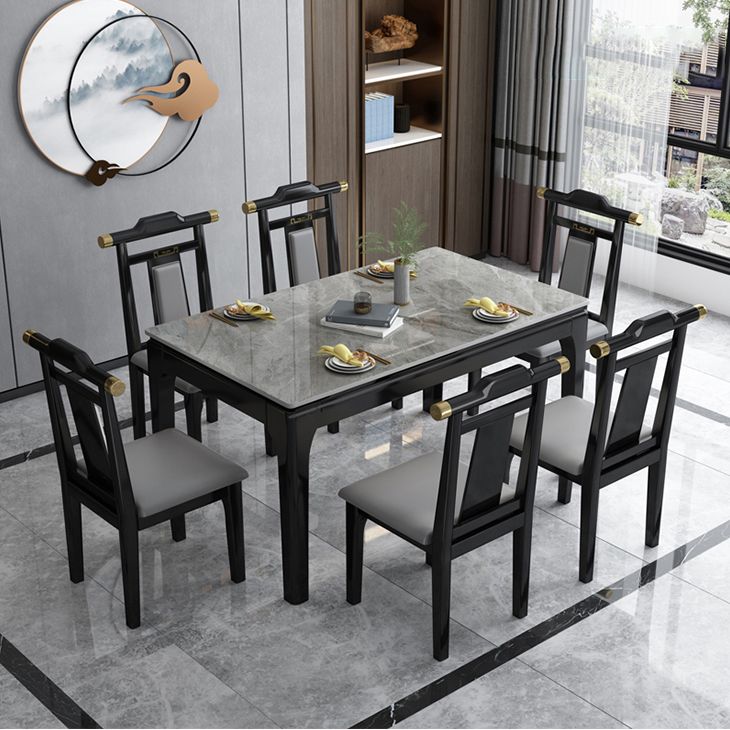 Stone Dining Room Collection Midcentury Style Rectangle 4 Legs Furniture for Home