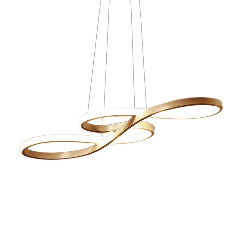 Contemporary Style Minimalist LED Line Light Lightweight Aluminum Hanging Light Fixture for Living Room